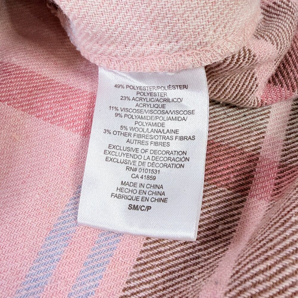 Barbiecore Shacket Pink Plaid Retro‎ Logo Oversized Flannel Barbie Small - Picture 7 of 11